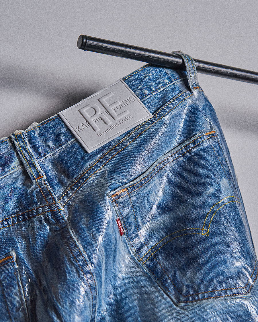 KARMUEL YOUNG RE-edited overprinted Levi's 501 Jeans