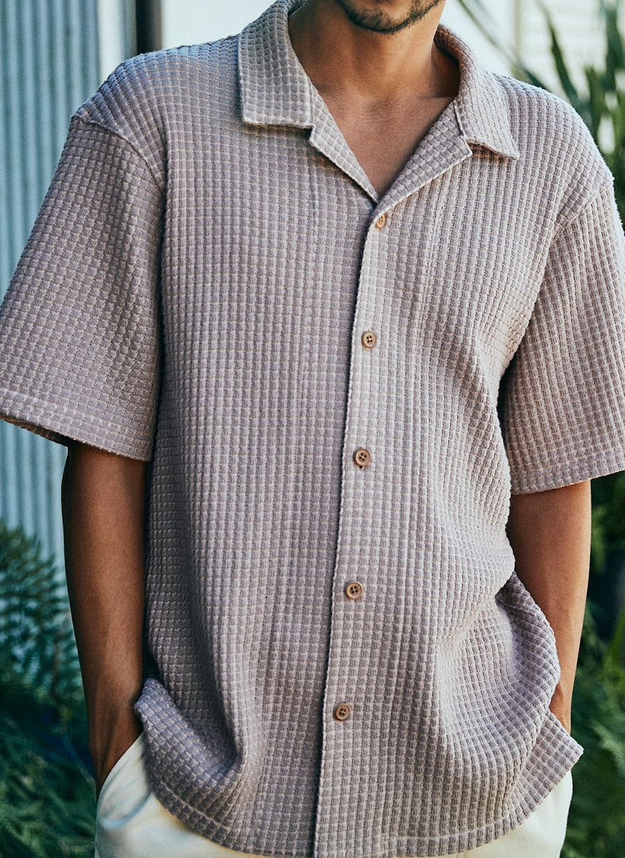 SEAGREEN BIG WAFFLE SHIRTS