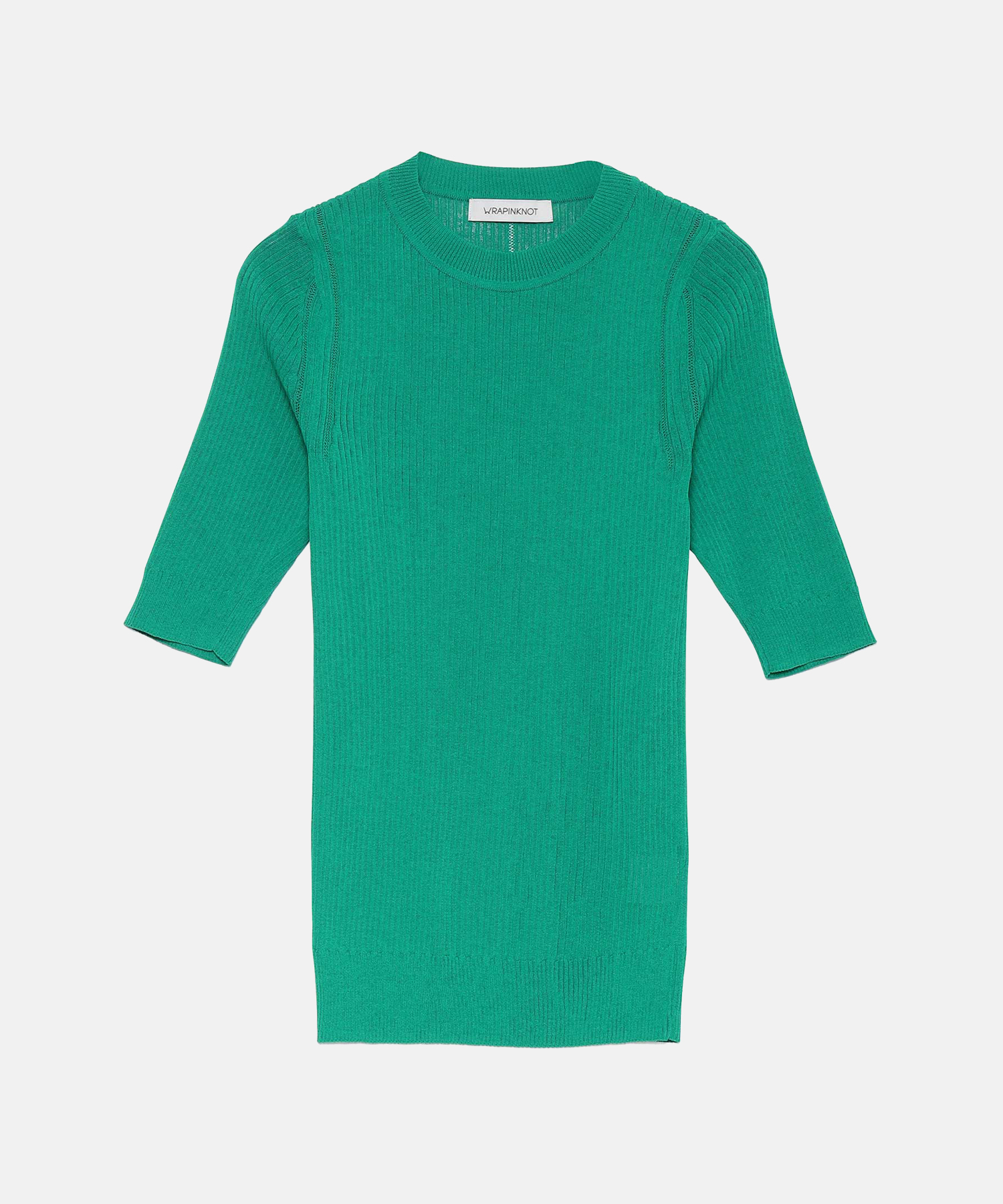 HARF-SLEEVE RIB KNIT_WRAPINKNOT