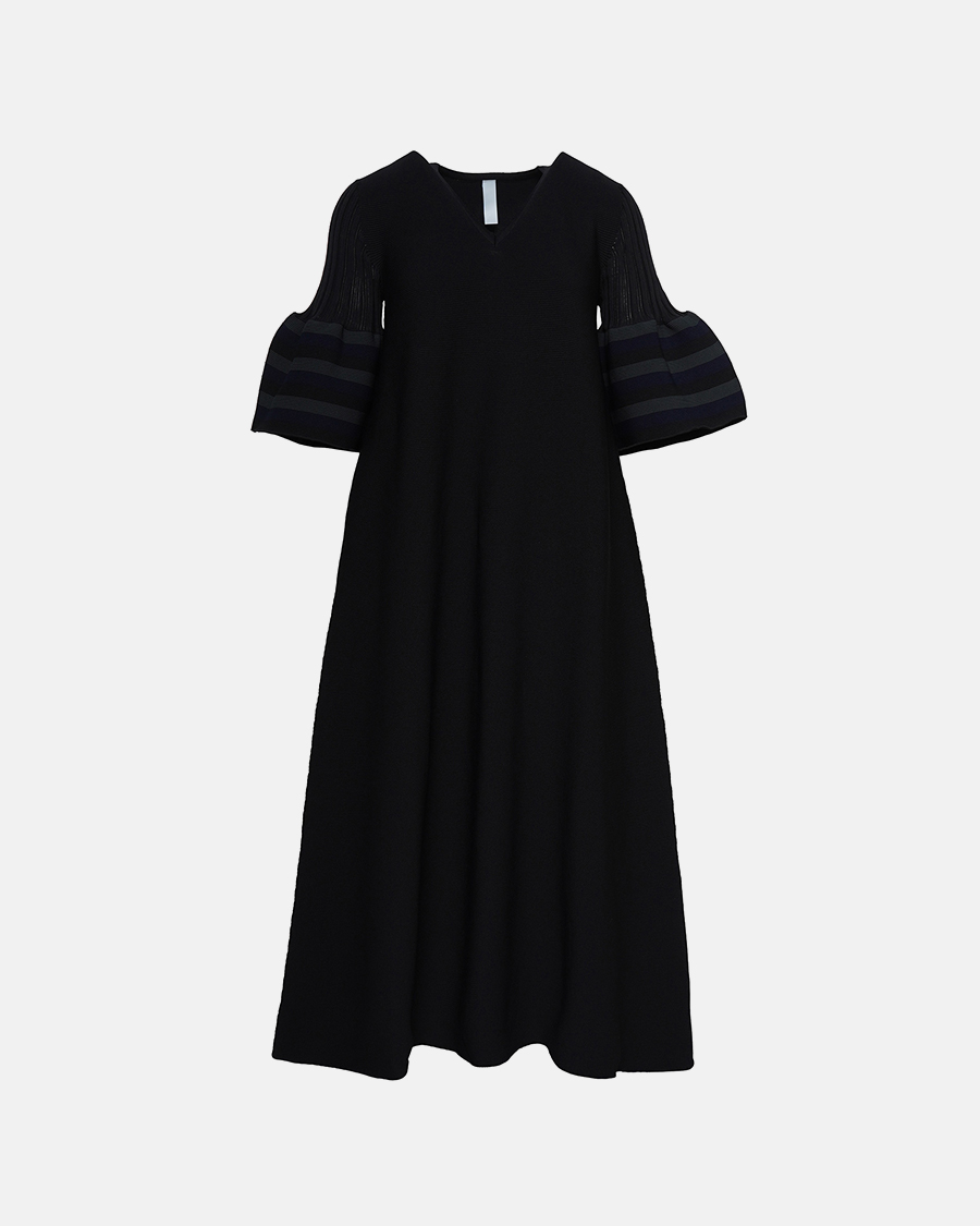 CFCL POTTERY SHORT BELL SLEEVE FLARE DRESS