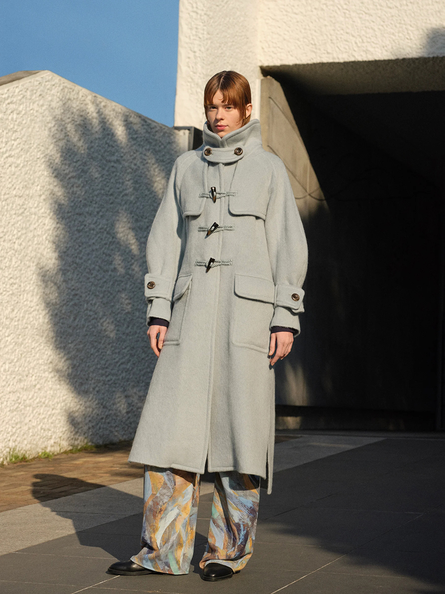 Rumeché アイボリー ラム・シェヘリンボーン ダッフルコート Rumeché アイボリー ラム・シェヘリンボーン ダッフルコート