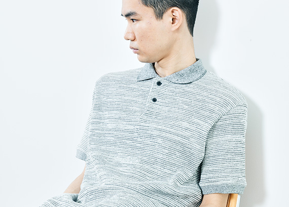 H.I.P. by SOLIDO SLAB WAFFLE JERSEY POLO SHIRT