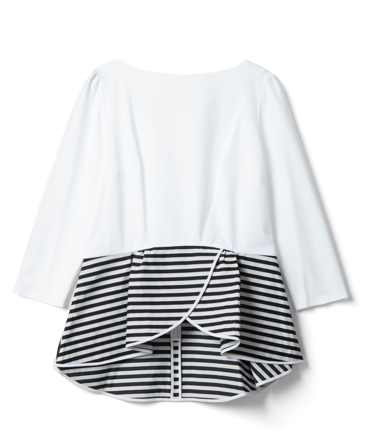 ホワイト新品ボーダーズアットバルコニー　PEPLUM WRAP TEE