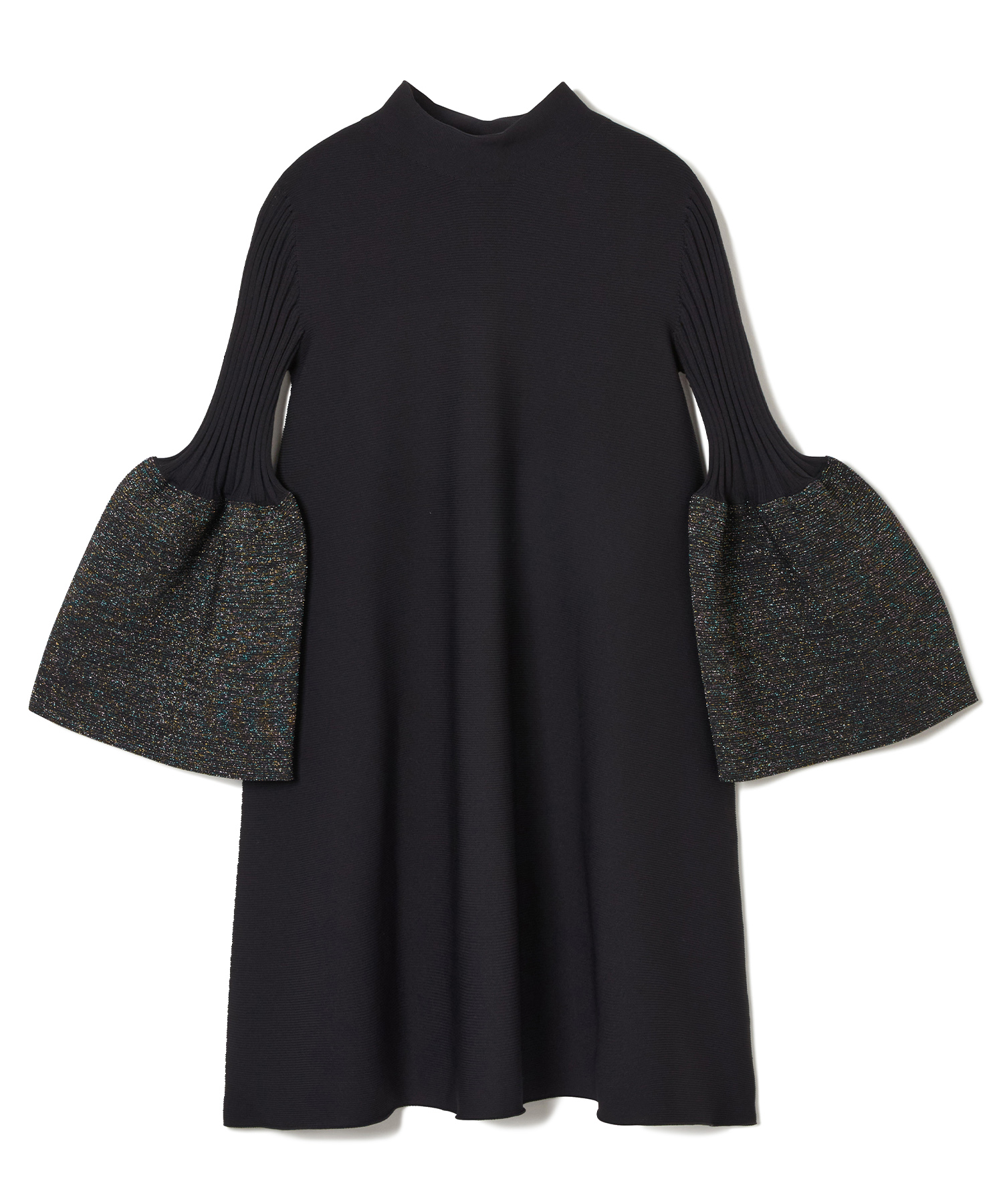 CFCL POTTERY GLITTER LONG BELL SLEEVE FLARE MINI DRESS 送料無料 BLACK/01 サイズ:01,03 カジュアルワンピース レディース