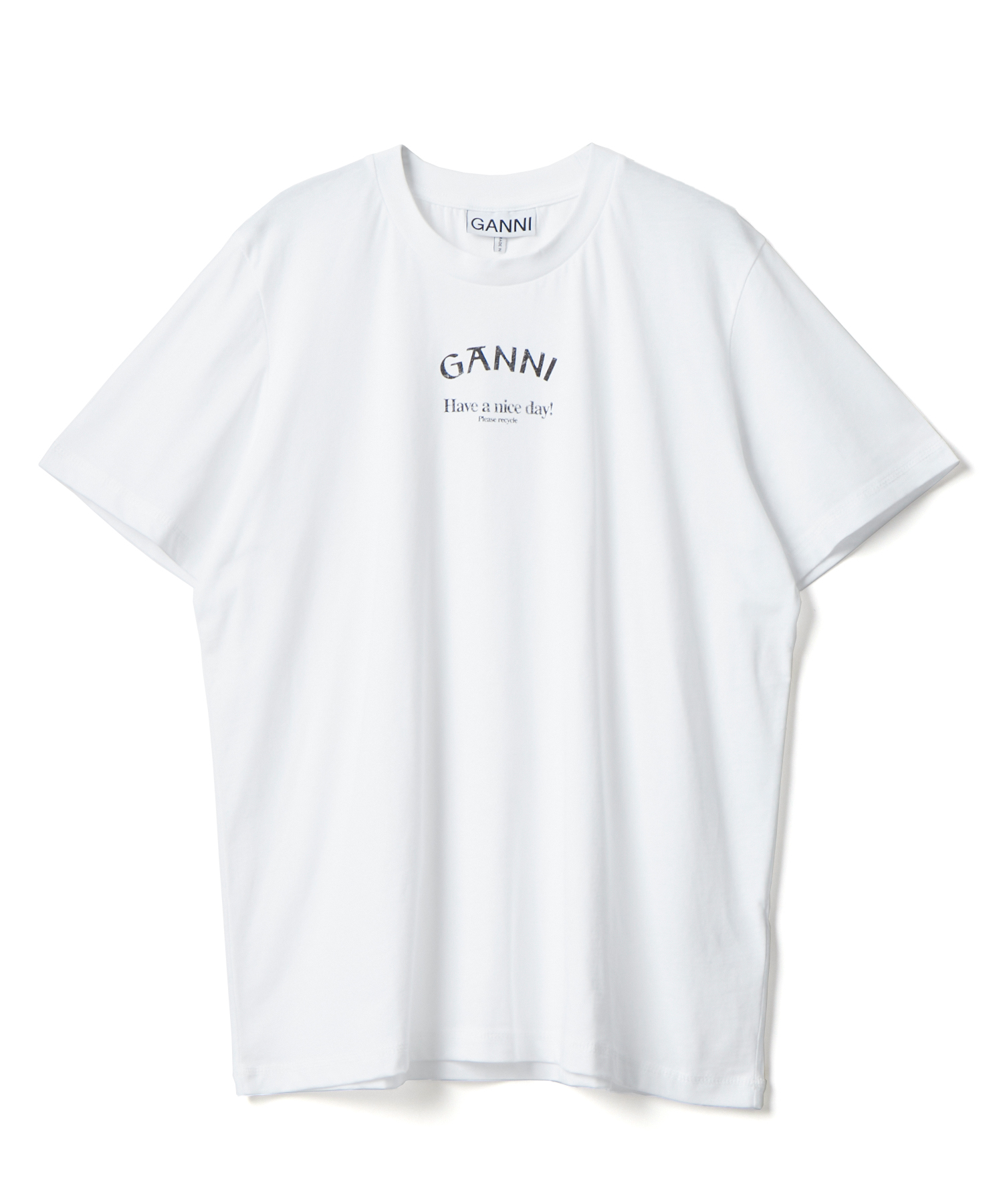 GANNI Thin Jersey Relaxed O-neck T-shirt WHITE/10 サイズ:XS,S Tシャツ・カットソー レディース