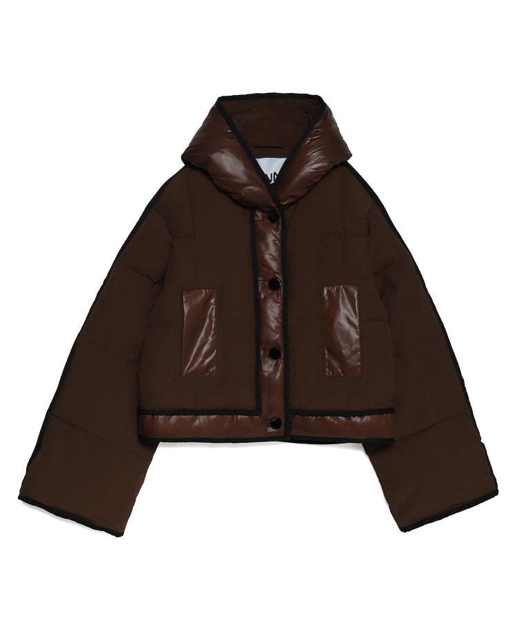 Mix Puffer Hooded Short Jacket (BROWN)（GANNI）｜TATRAS CONCEPT