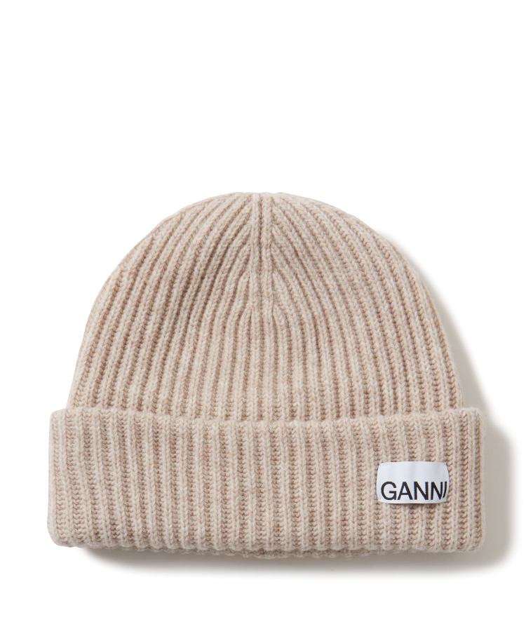 GANNI Structured Rib Beanie IVORY/15 サイズ:F 帽子 レディース