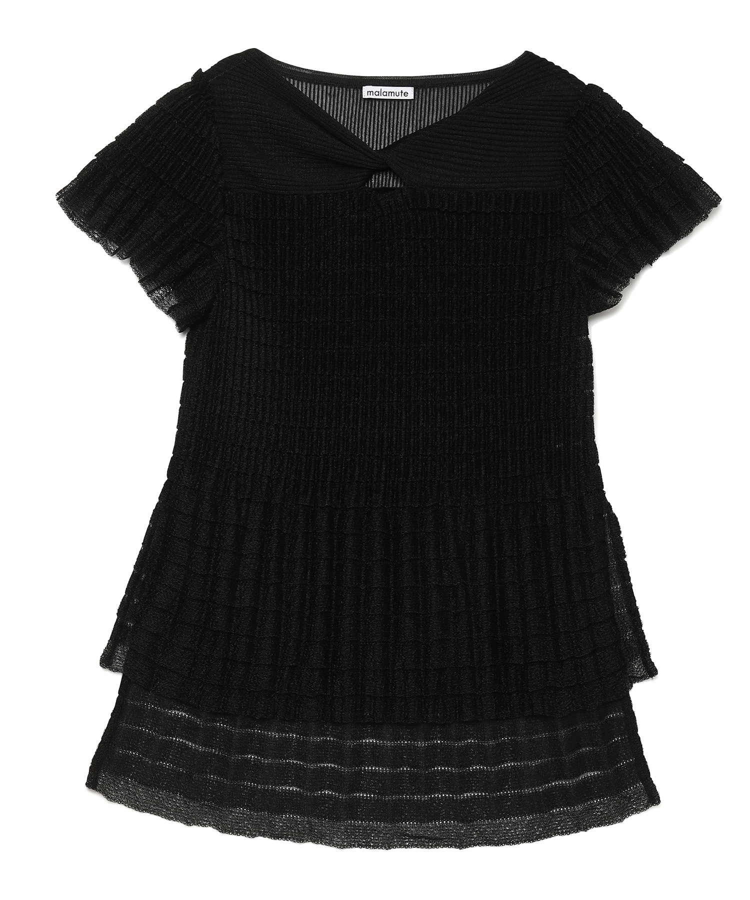 ODAKHA sheer frilled pleated knit BLACK/01 サイズ:01,02 シャツ・ブラウス レディース