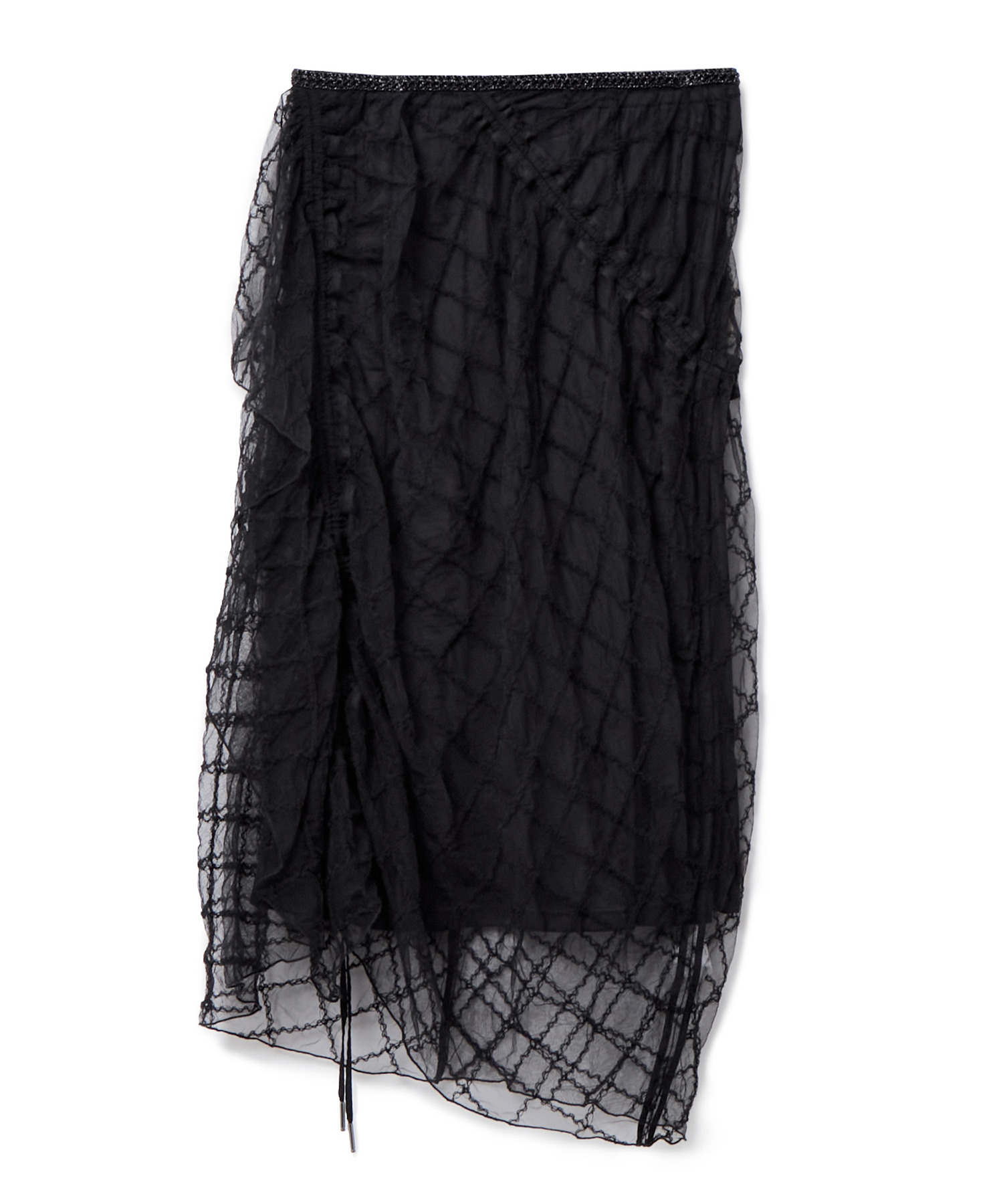 RUMCHE Tulle Shirring Skirt BLACK/01 サイズ:F ロングスカート レディース