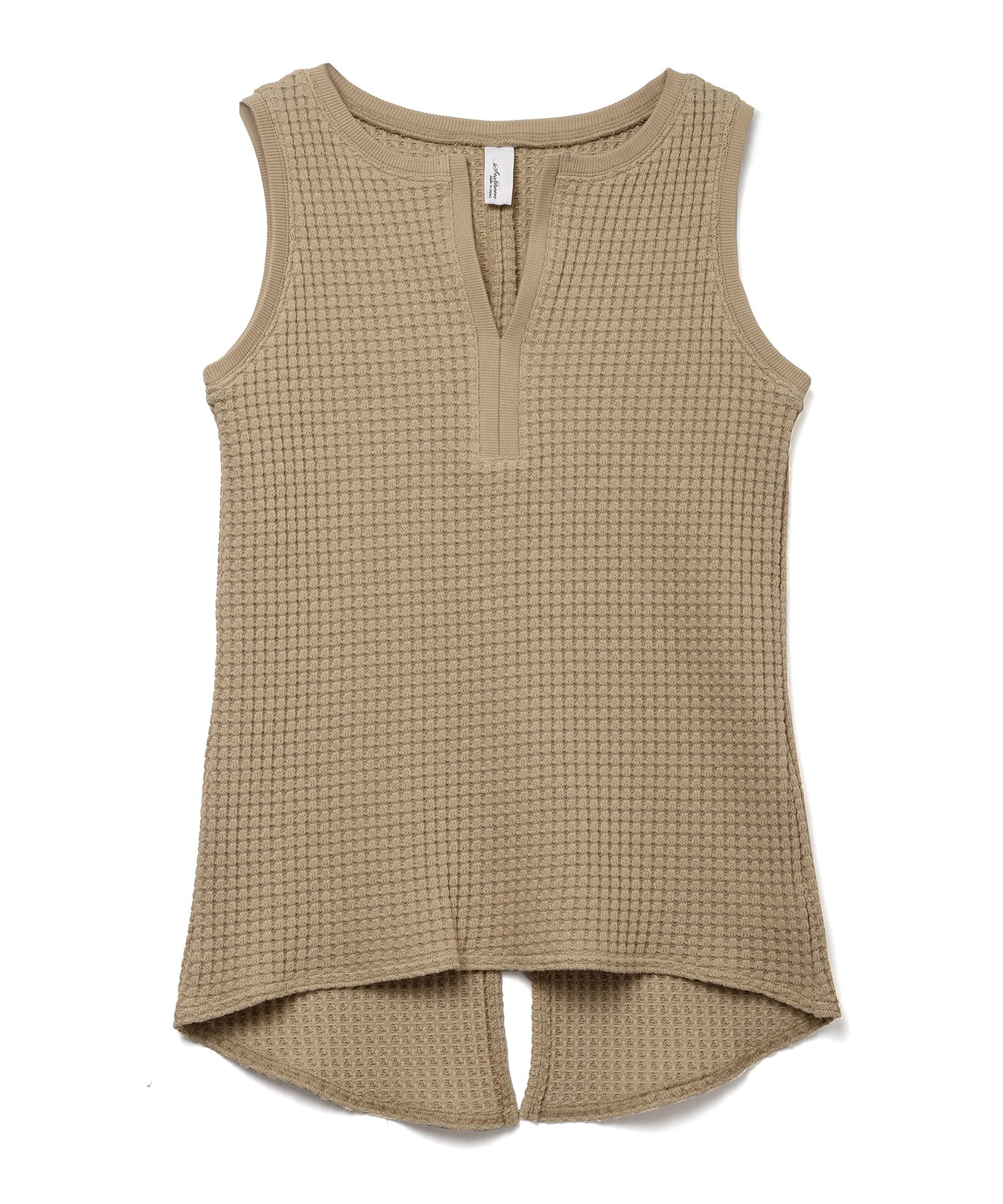 【公式】SEAGREEN (シーグリーン) BIG WAFFLE SLEEVE LESS TOPS BEIGE/27 サイズ:01,02 タンクトップ・ノースリーブ レディース