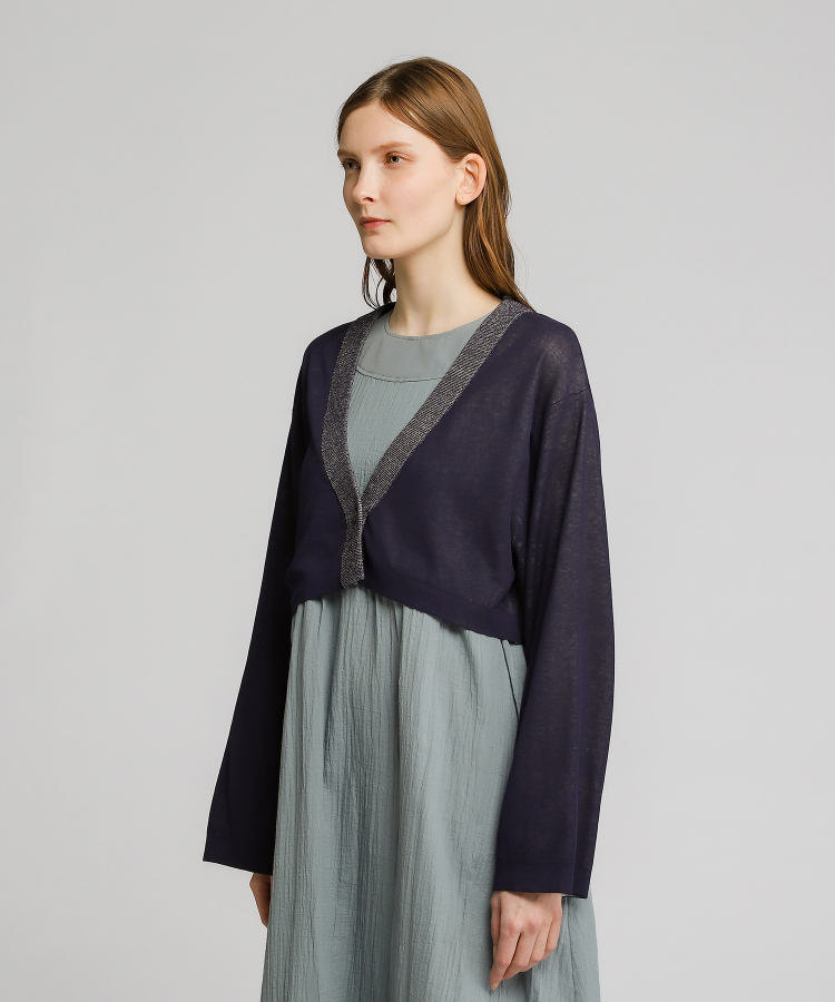 SHEER KNIT CARDIGAN SHORT（Seagreen）｜TATRAS CONCEPT STORE