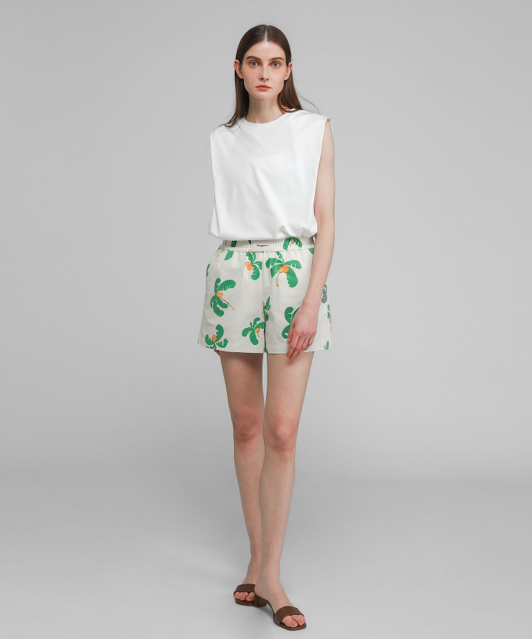 PALM TREE SEERSUCKER SHORTS（Seagreen）｜TATRAS CONCEPT STORE