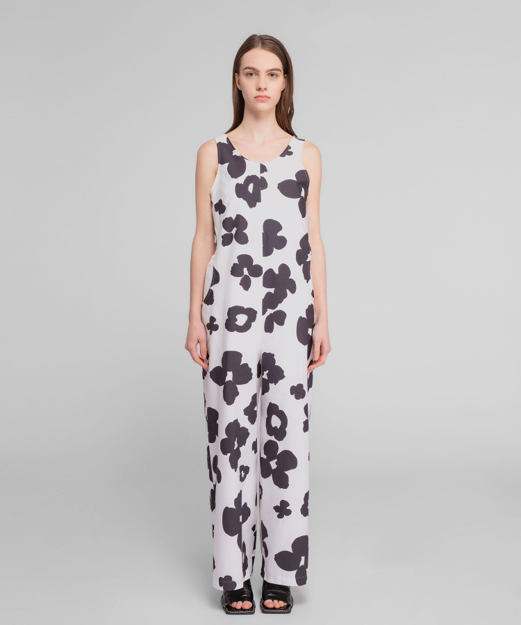 POPPY PRINT WEATHER CLOTH JUMPSUIT（Seagreen）｜TATRAS CONCEPT