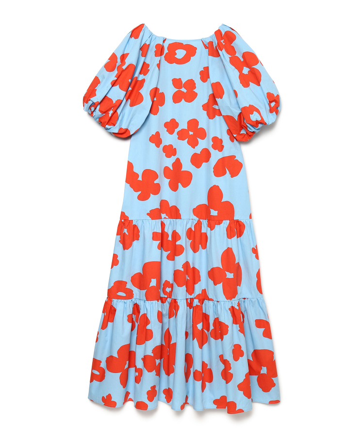 POPPY PRINT WEATHER CLOTH ONE-PIECE（Seagreen）｜TATRAS CONCEPT