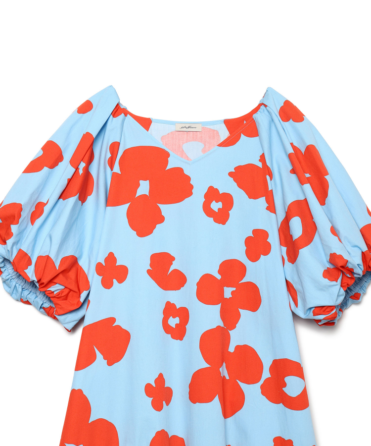 POPPY PRINT WEATHER CLOTH ONE-PIECE（Seagreen）｜TATRAS CONCEPT