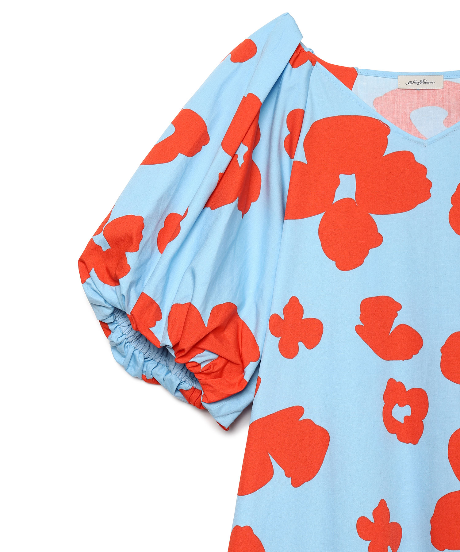 POPPY PRINT WEATHER CLOTH ONE-PIECE（Seagreen）｜TATRAS CONCEPT