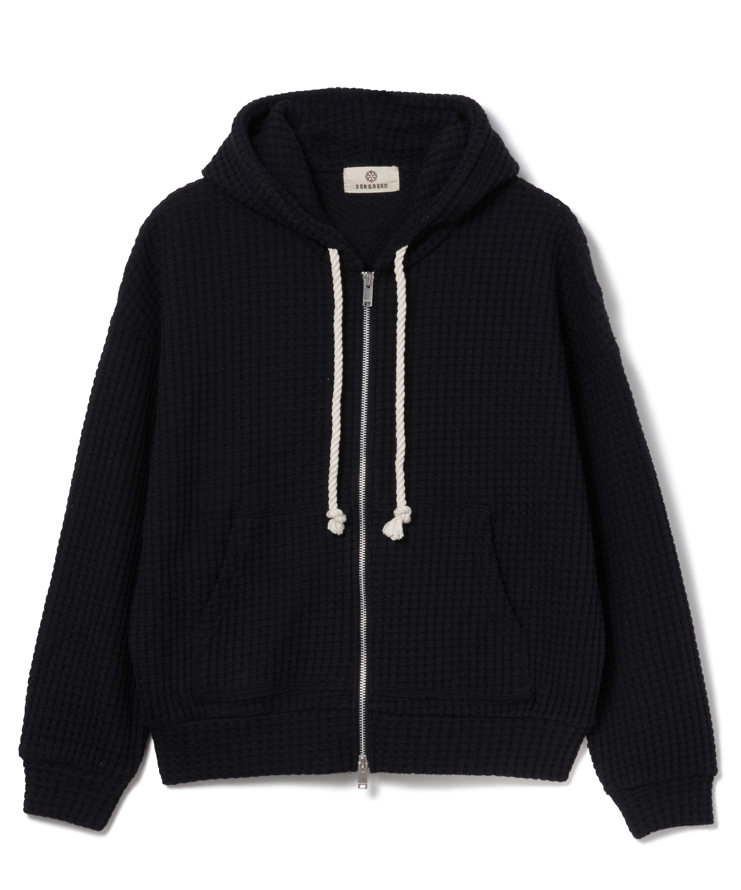 【公式】SEAGREEN (シーグリーン) BIG WAFFLE HOODIE BLACK/01 サイズ:01,02,03 パーカー・スウェット レディース