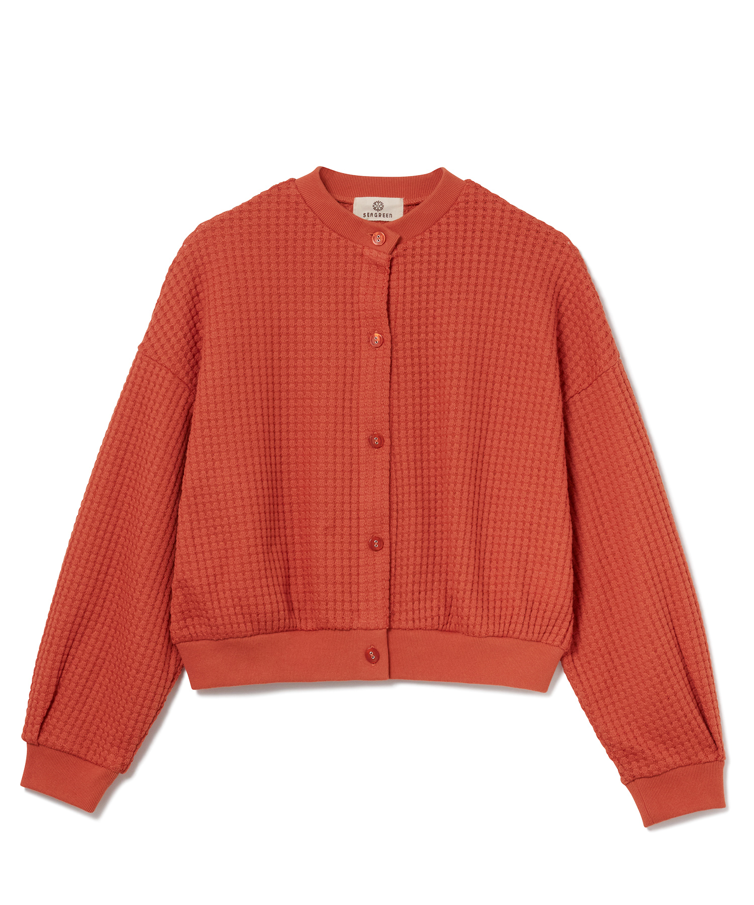 【公式】SEAGREEN (シーグリーン) BIG WAFFLE CARDIGAN ORANGE/71 サイズ:01,02 カーディガン レディース