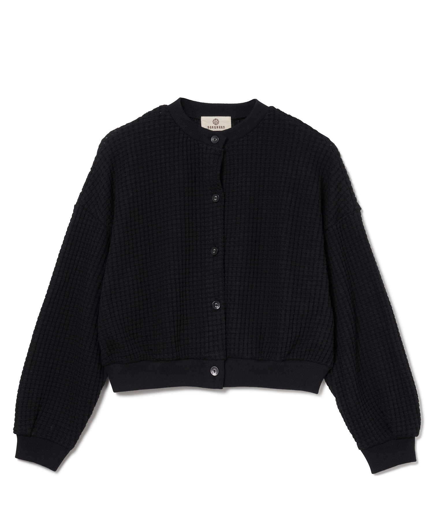 【公式】SEAGREEN (シーグリーン) BIG WAFFLE CARDIGAN BLACK/01 サイズ:01,02 カーディガン レディース