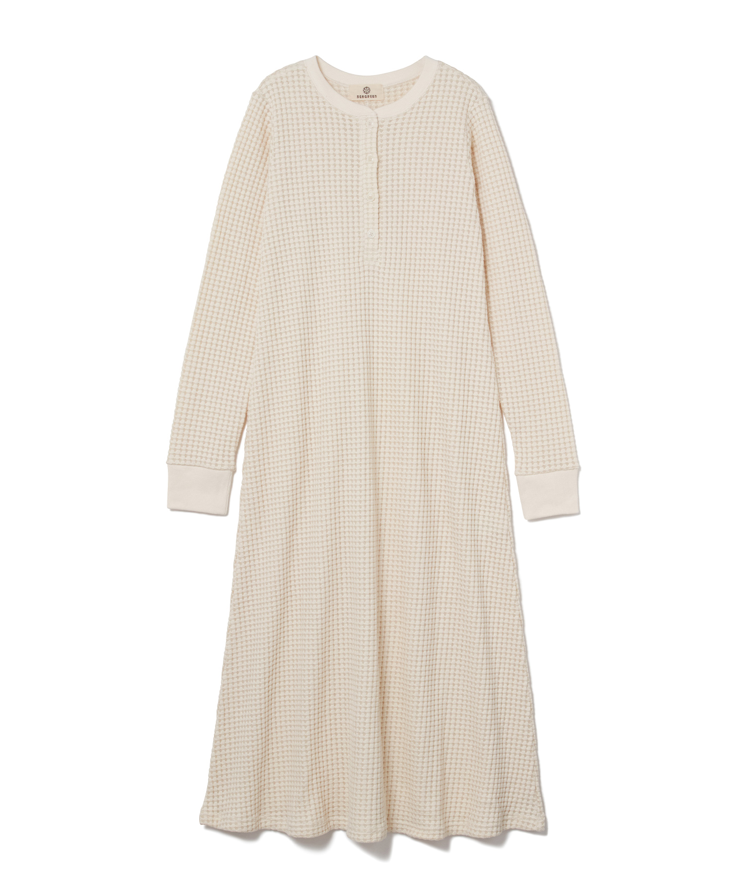 【公式】SEAGREEN (シーグリーン) BIG WAFFLE HENRY NECK ONEPIECE CREAM/18 サイズ:01,02 カジュアルワンピース レディース