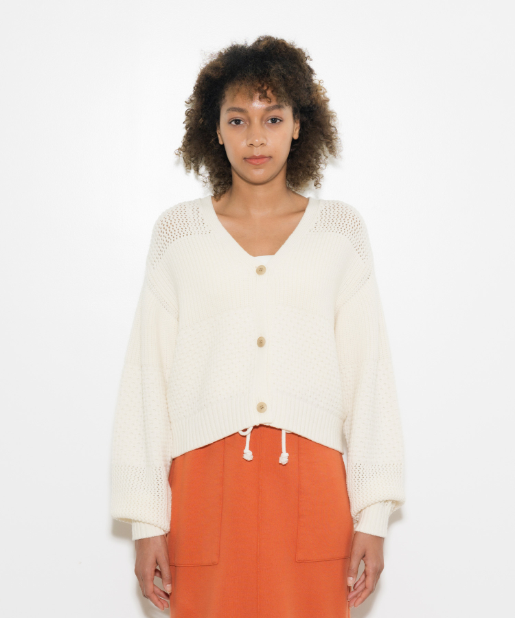 PATCHWORK KNIT CARDIGAN（SEAGREEN）｜TATRAS CONCEPT STORE タトラス公式通販サイト