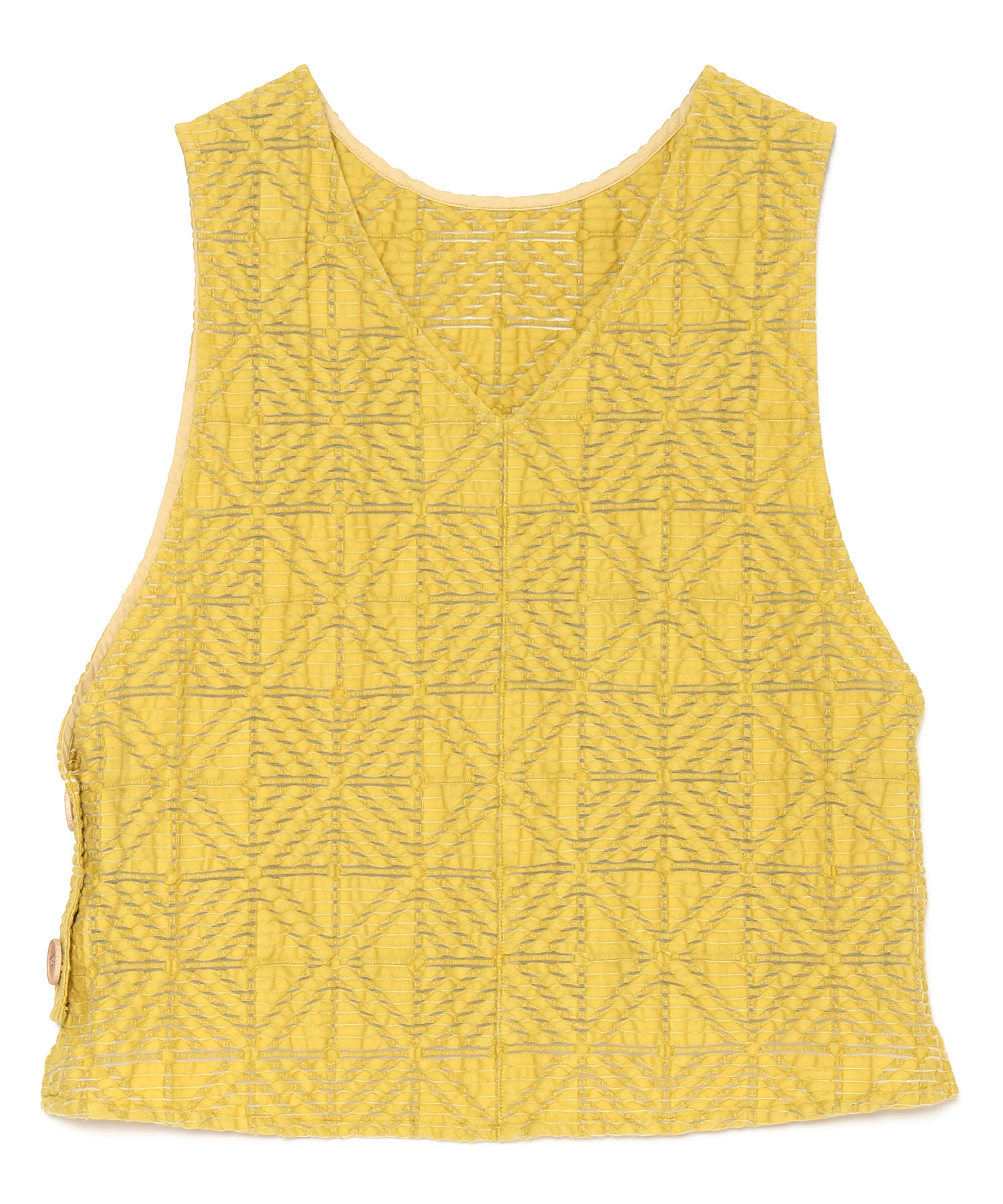 【公式】SEAGREEN (シーグリーン) CROCHET STYLE JACQUARD VEST MUSTARD/83 サイズ:F タンクトップ・ノースリーブ レディース