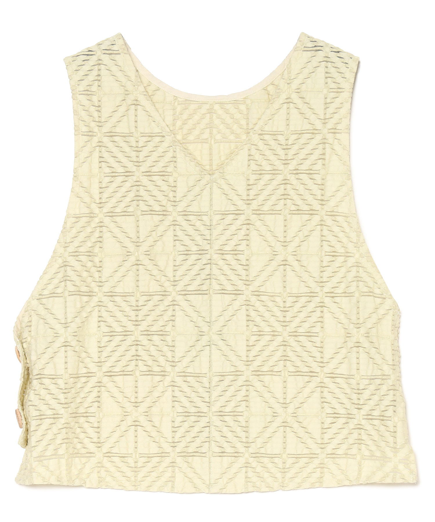 【公式】SEAGREEN (シーグリーン) CROCHET STYLE JACQUARD VEST IVORY/15 サイズ:F タンクトップ・ノースリーブ レディース