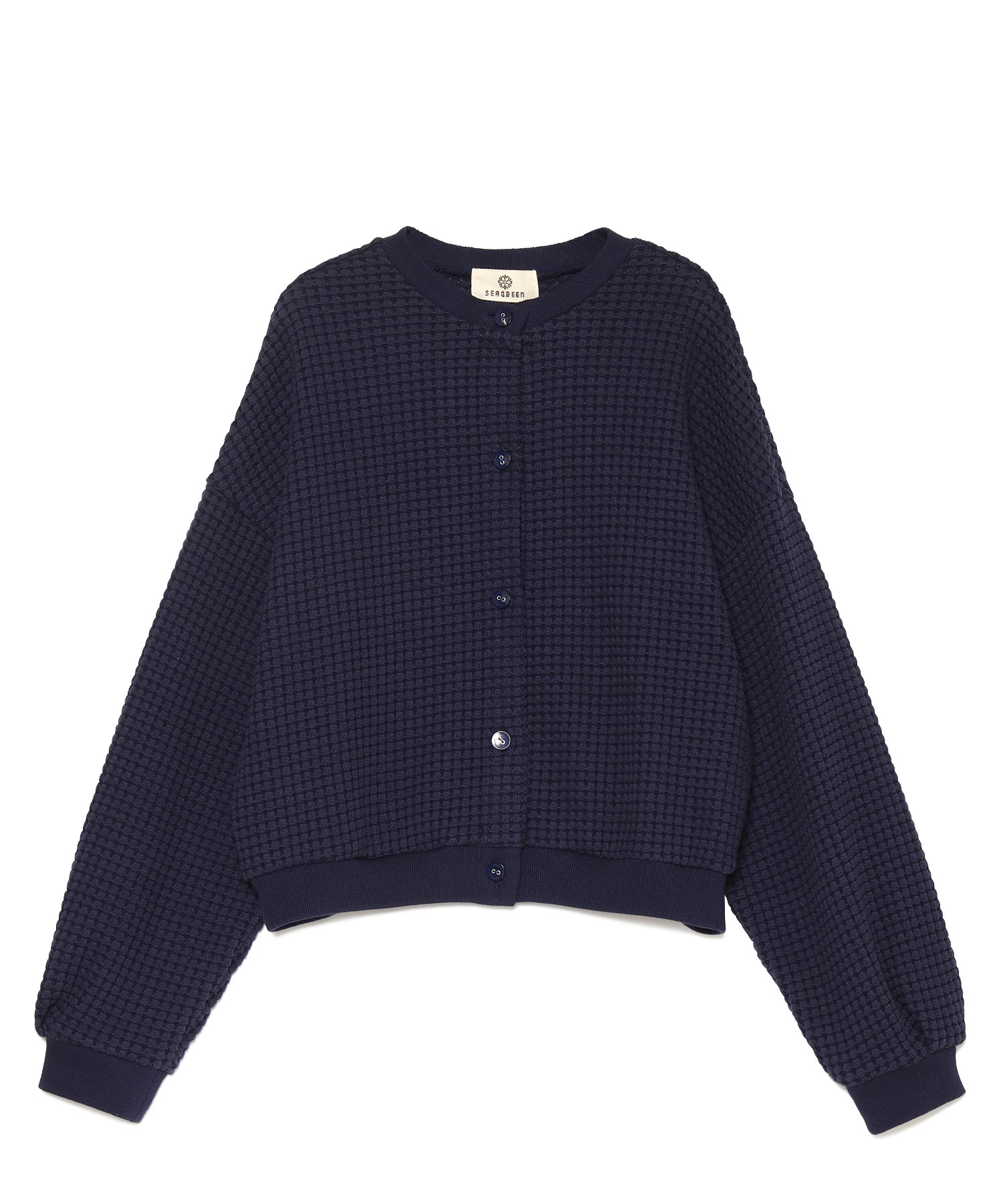 【公式】SEAGREEN (シーグリーン) BIG WAFFLE CARDIGAN NAVY/40 サイズ:01,02,03 カーディガン レディース