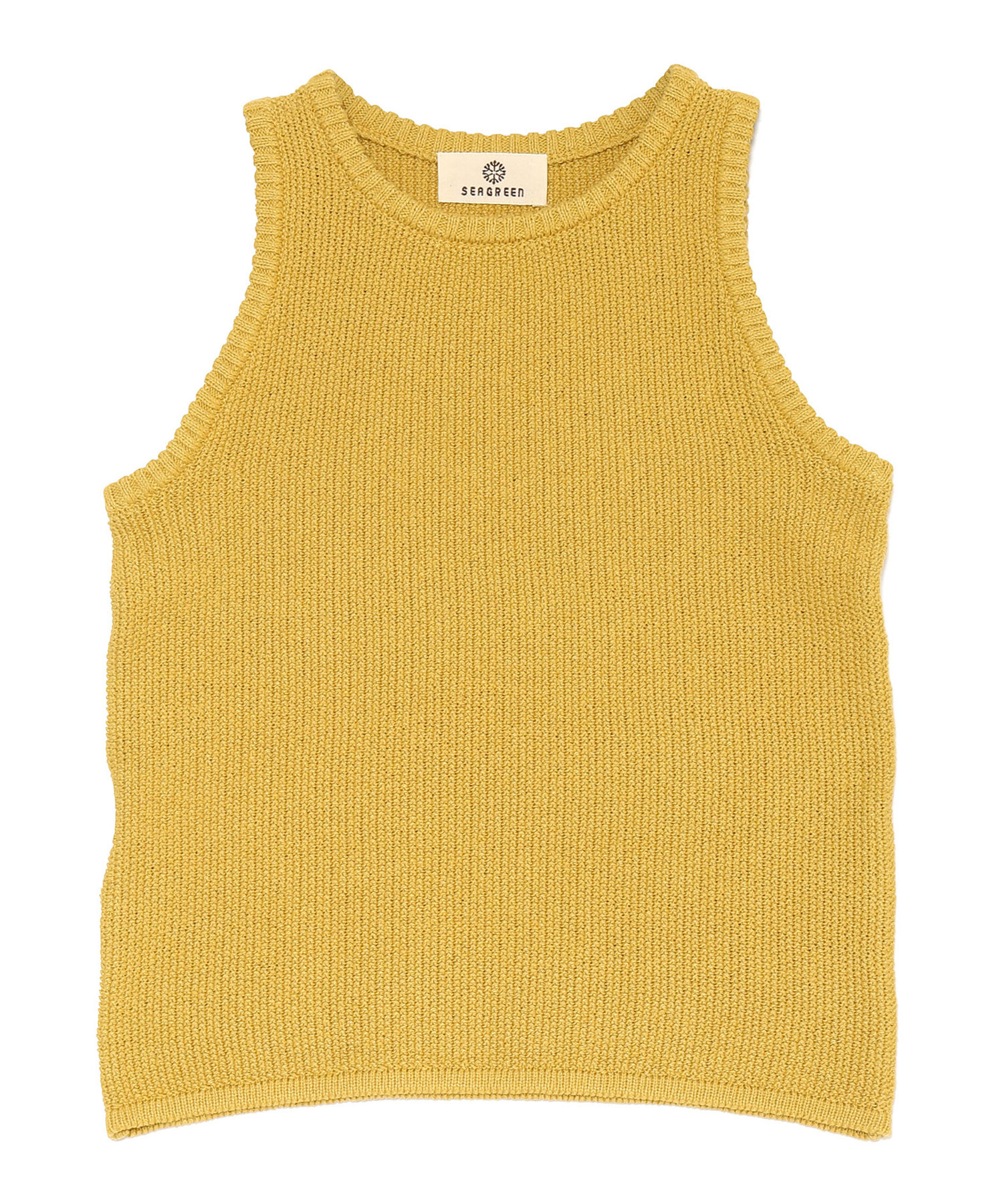 SEAGREEN(シーグリーン) MOSS STITCH KNIT VEST ・表情感のある素材で、ほどよい肉感のノースリーブトップス。 ・デニムの様なビンテージ風の色味に仕上げた一着。 ・見た目に反