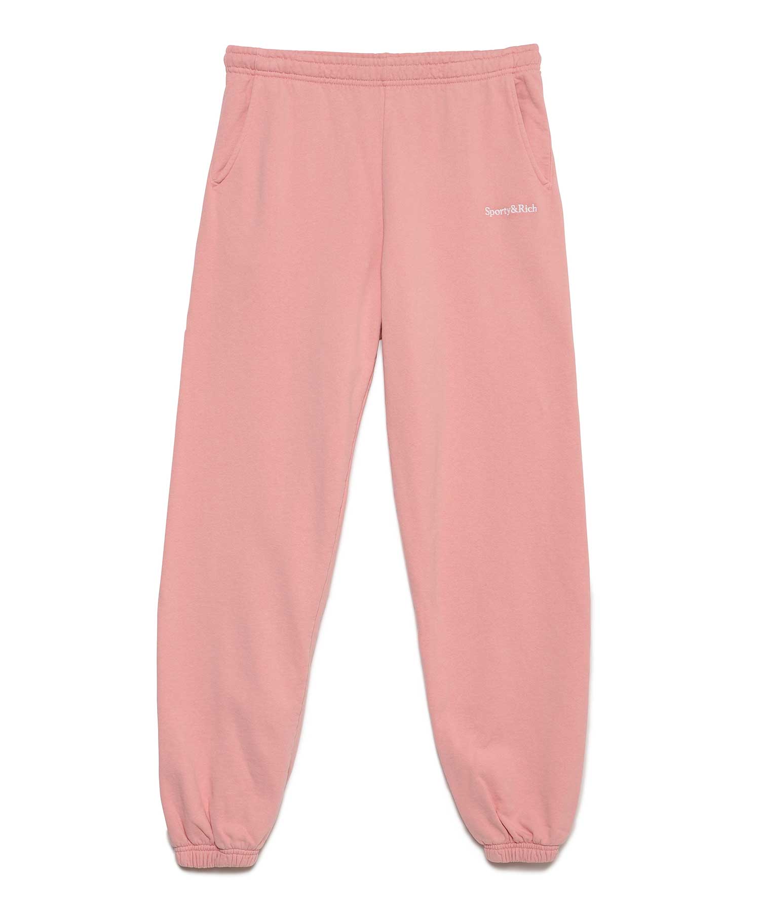 SPORTY＆RICH (スポーティーアンドリッチ) SERIF EMBROIDERED SWEATPANT PINK/63 サイズ:XS,S,M ロングパンツ レディース