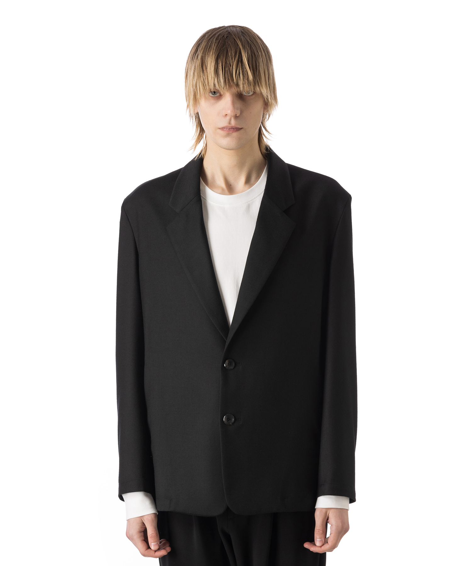 ATTACHMENT WASHABLE WO/PE STRETCH SAXONY OVERSIZED LIGHT JACKET 送料無料 BLACK/01 サイズ:01,02,03 ジャケット メンズ