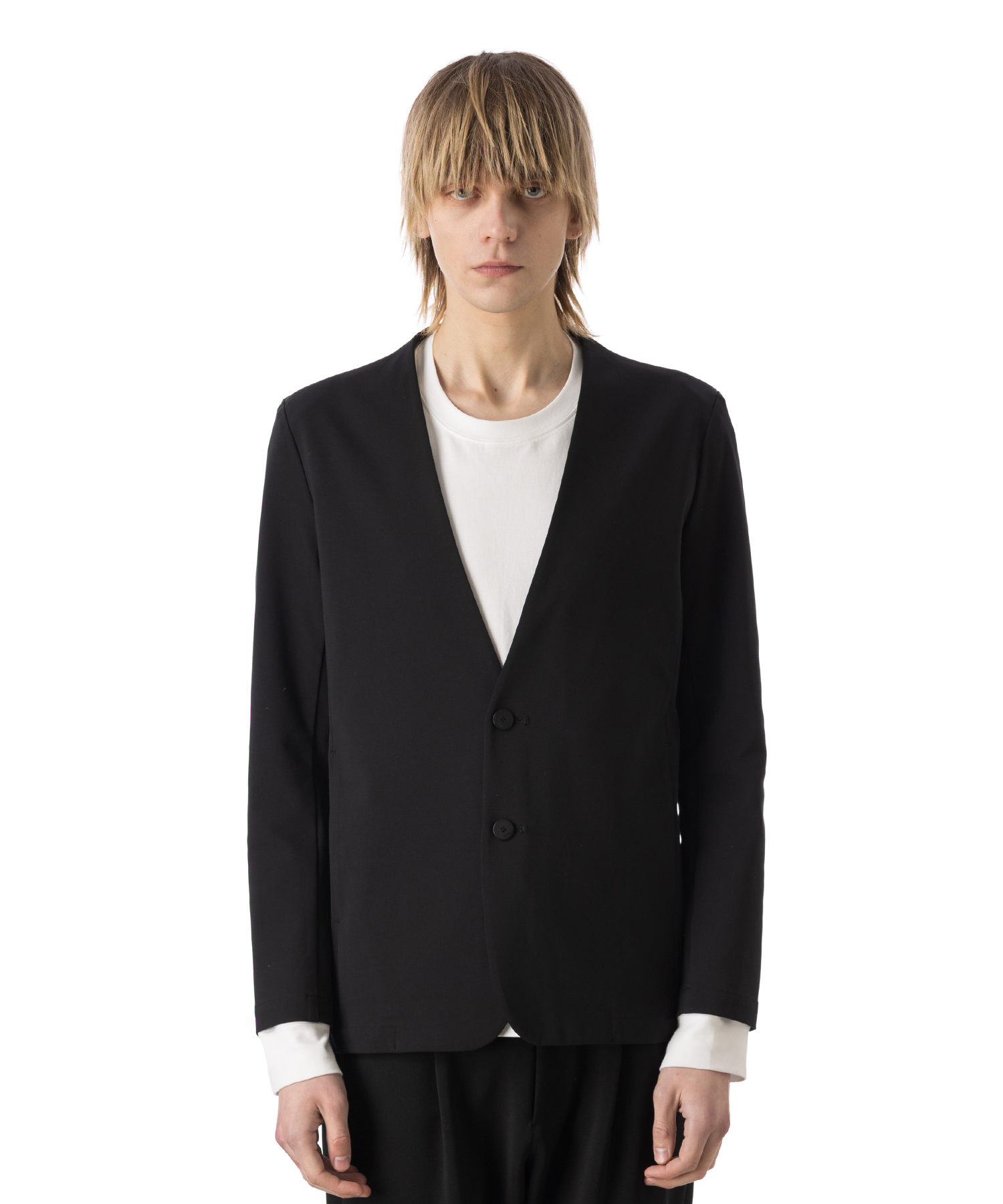 ATTACHMENT NY/CO STRETCH JERSEY COLLARLESS JACKET 送料無料 BLACK/01 サイズ:01,02,03,04 ジャケット メンズ