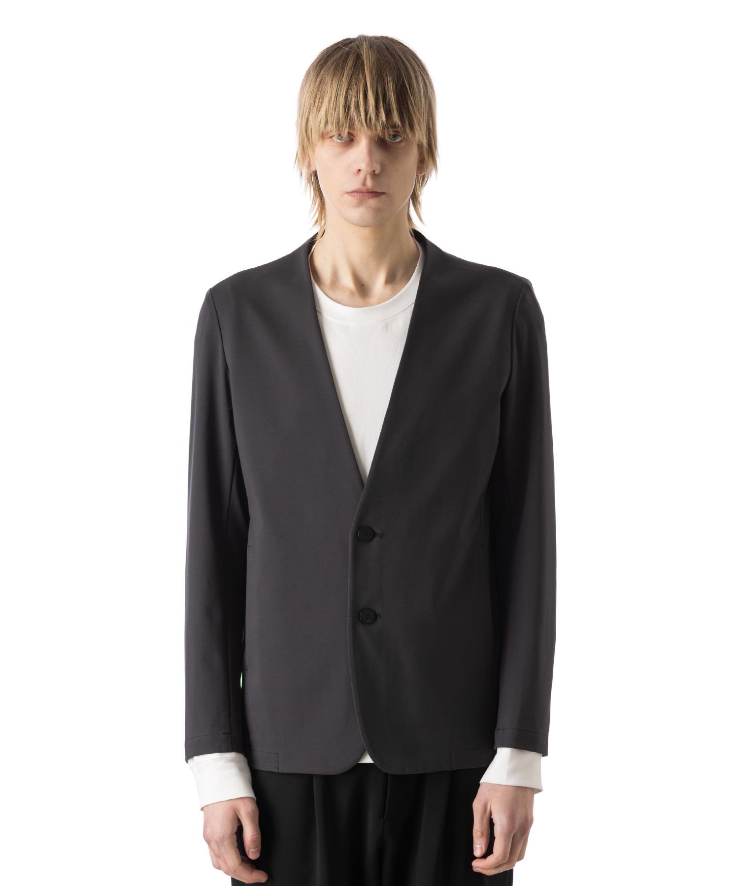 ATTACHMENT NY/CO STRETCH JERSEY COLLARLESS JACKET 送料無料 D.GRAY/03 サイズ:02,03 ジャケット メンズ