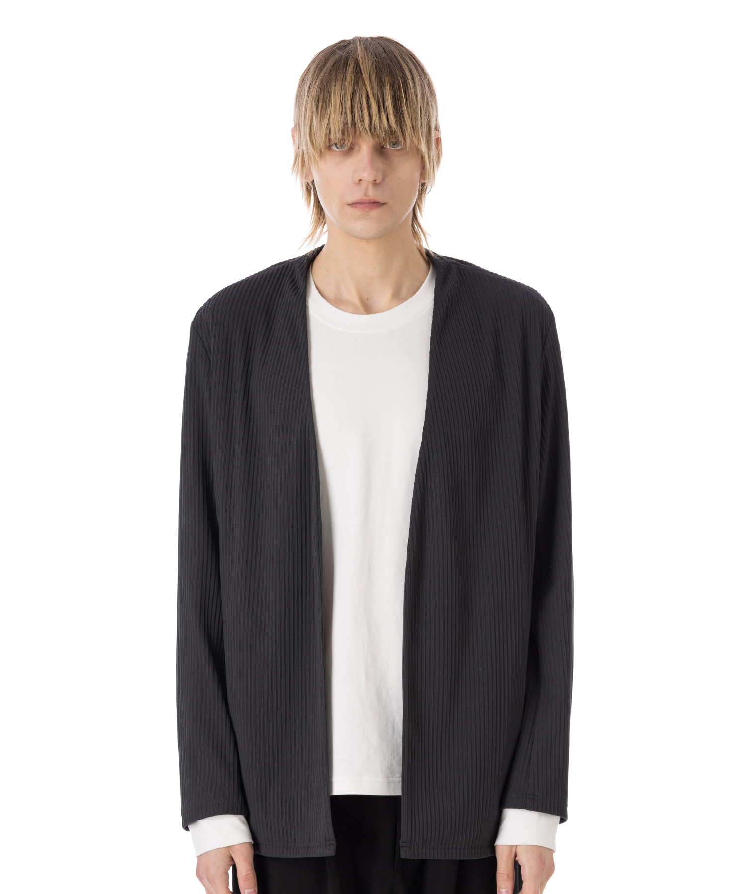 ATTACHMENT PE STRETCH RIB COLLARLESS CARDIGAN 送料無料 D.GRAY/03 サイズ:01,02,03,04 カーディガン メンズ