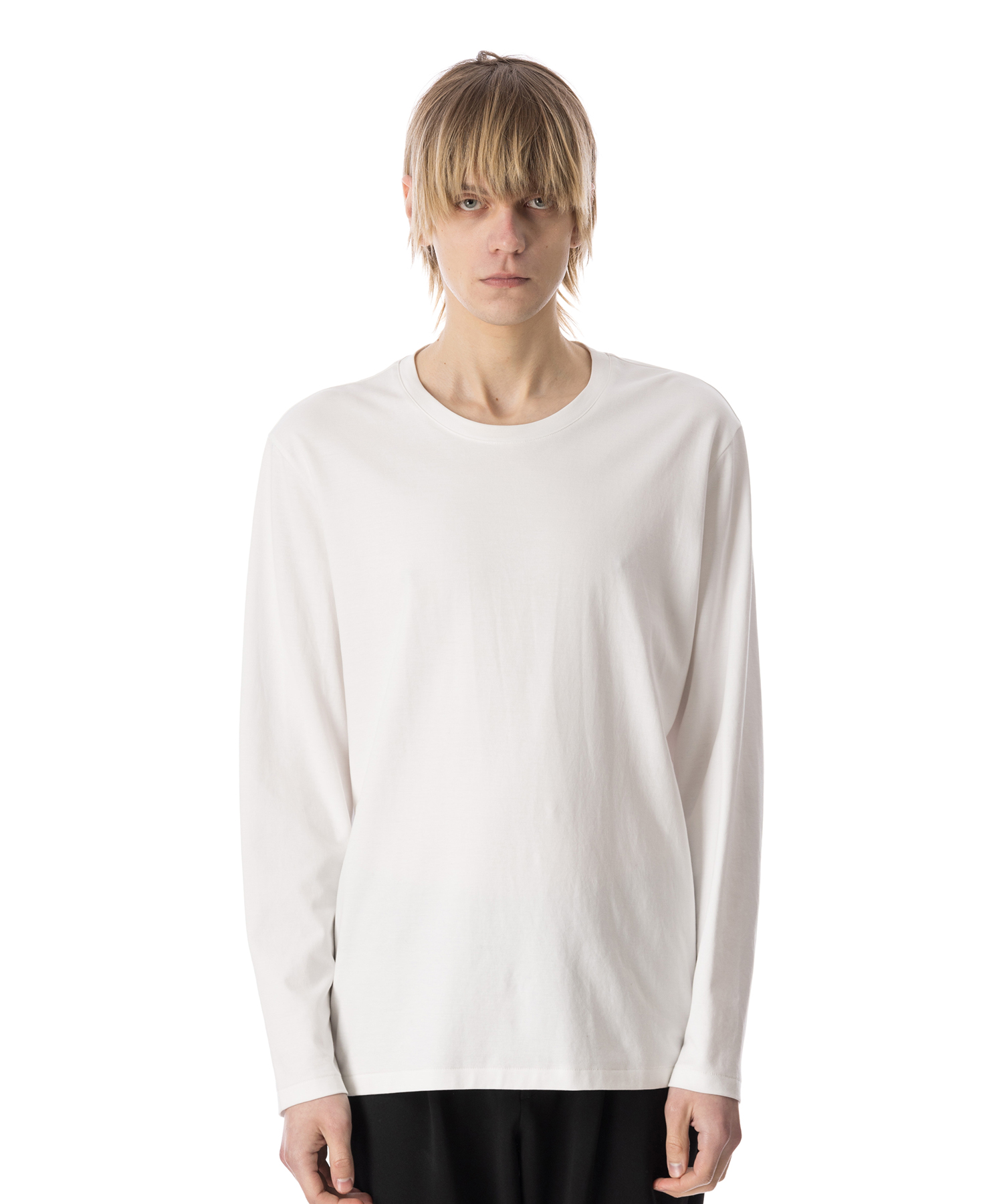 ATTACHMENT COTTON DOUBLE FACE SLIM FIT L/S TEE WHITE/10 サイズ:01,02,03 ロングスリーブカットソー メンズ