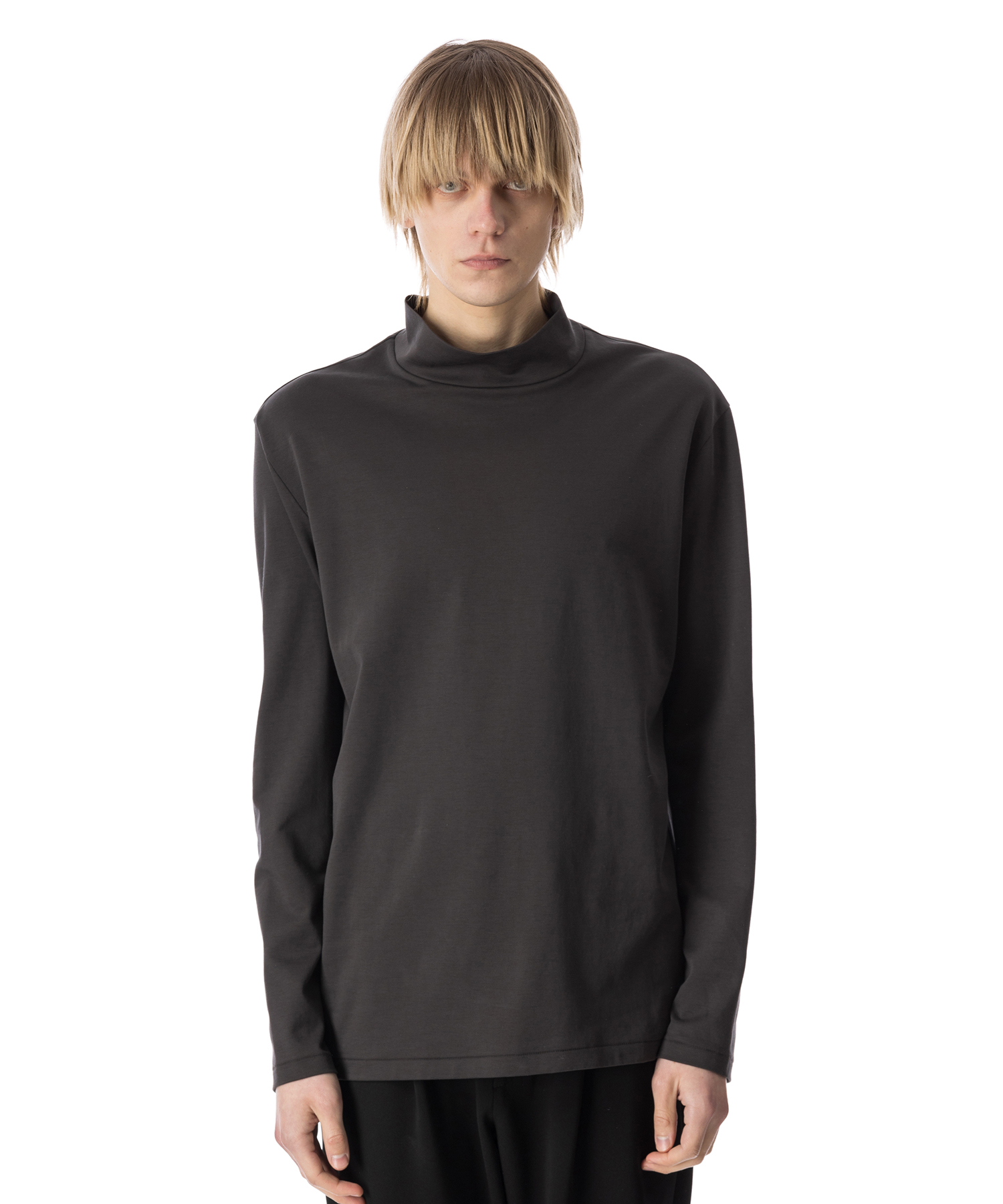 ATTACHMENT COTTON DOUBLE FACE SLIM FIT HIGHNECK L/S TEE D.GRAY/03 サイズ:01,02,03 ロングスリーブカットソー メンズ