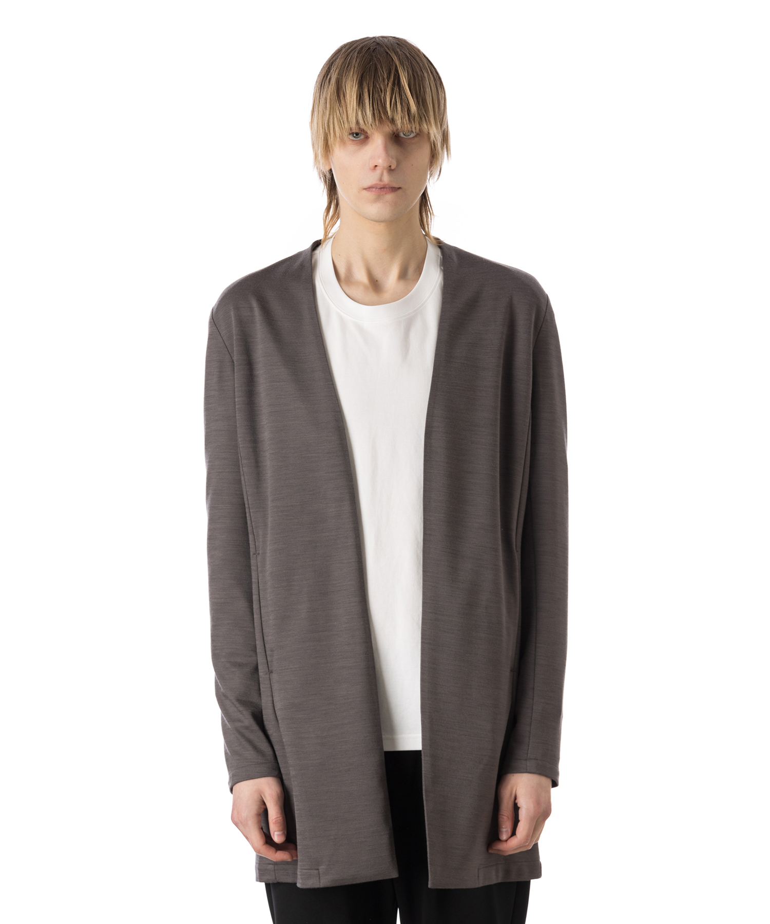 ATTACHMENT WO/NY SMOOTH COLLARLESS LONG CARDIGAN 送料無料 GRAY/07 サイズ:01,02,03 カーディガン メンズ