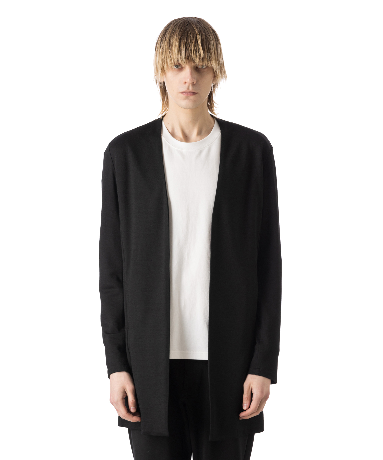 ATTACHMENT WO/NY SMOOTH COLLARLESS LONG CARDIGAN 送料無料 BLACK/01 サイズ:01,02,03 カーディガン メンズ