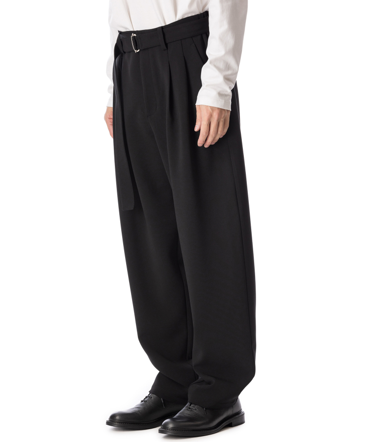 全国送料無料ギフト PE STRETCH DOUBLE CLOTH BELTED TAPERED FIT TROUSERS パンツ