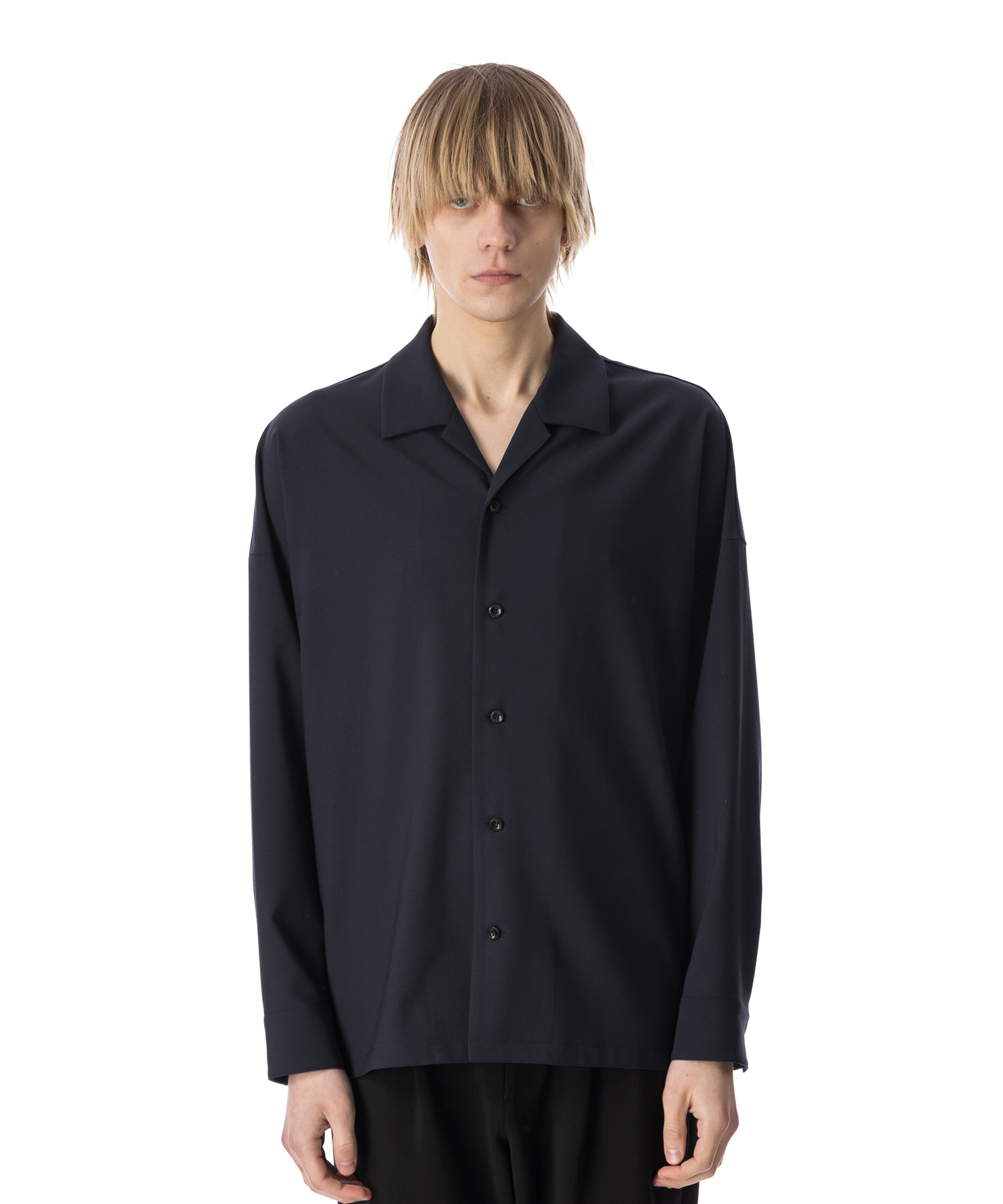 ATTACHMENT(アタッチメント) PE/RY STRETCH TROPICAL OVERSIZED OPENCOLLAR L/S SHIRT ・ポリエステルの張り感とレーヨンの落ち感がMIXされ