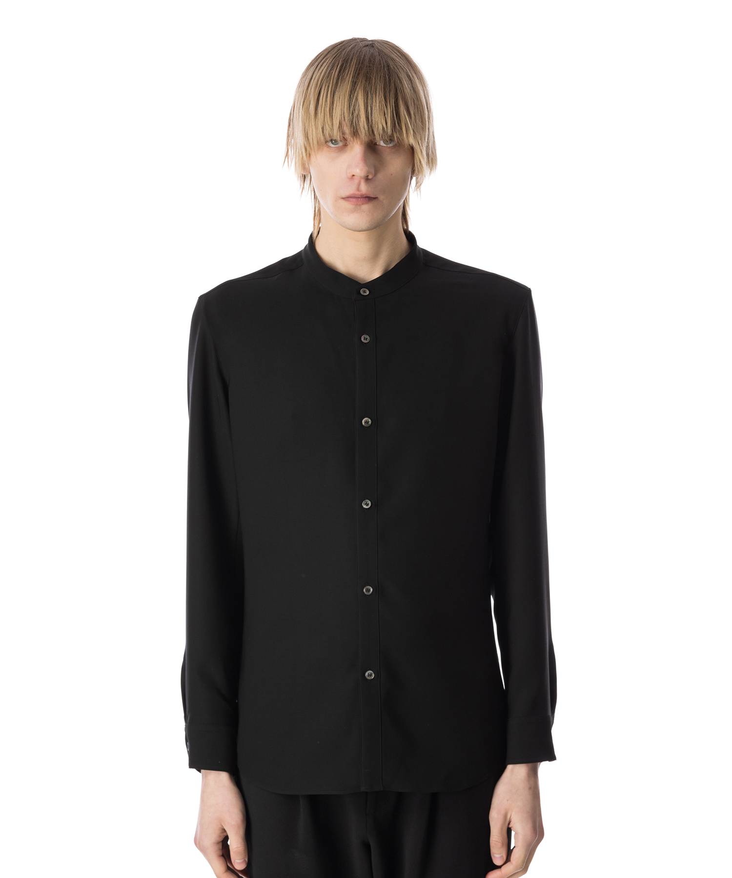 ATTACHMENT PE STRETCH VIYELLA BAND COLLAR DRESS SHIRT BLACK/01 サイズ:01,02,03 シャツ・ブラウス メンズ