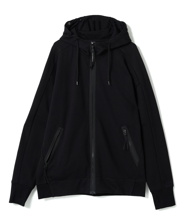 DIAGONAL RAISED FLEECE ZIPPED GOGGLE HOODIE（C.P.