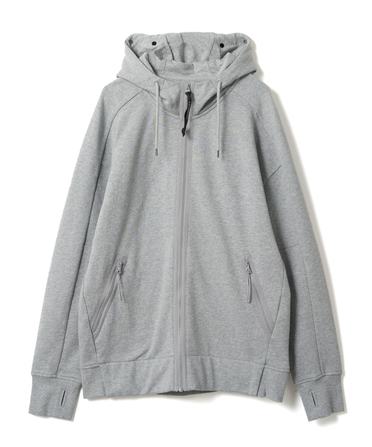 DIAGONAL RAISED FLEECE ZIPPED GOGGLE HOODIE（C.P.