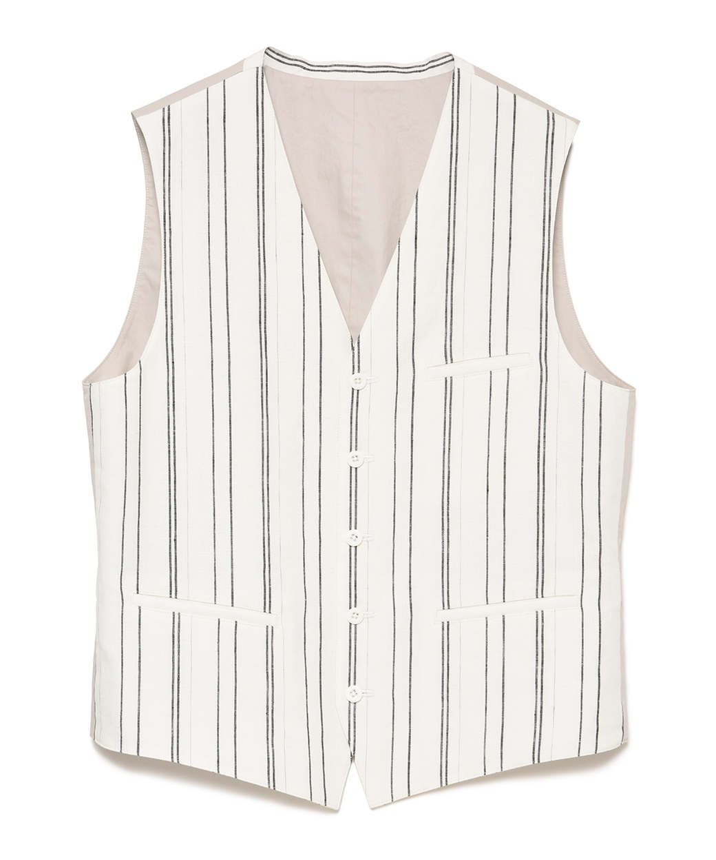 【公式】H.I.P. by SOLIDO (エイチアイピー バイ ソリード) LINEN WIDE STRIPE GILET IVORY/15 サイズ:01,02,03,04 ベスト メンズ