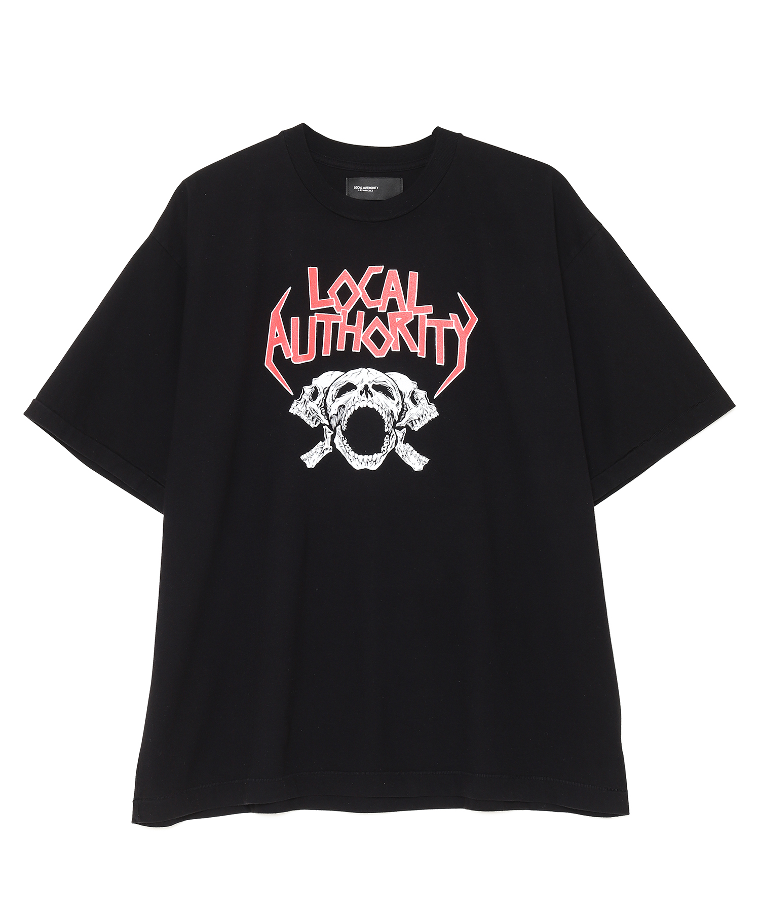 LOCAL AUTHORITY (ローカルオーソリティ) TRI SKULL TOUR SHOP TEE BLACK/01 サイズ:M,L,XL Tシャツ・カットソー メンズ