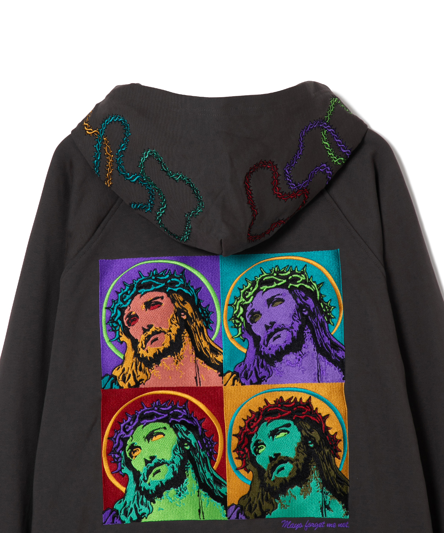 MAYO JESUS EMBROIDERY HALF ZIP HOODIE