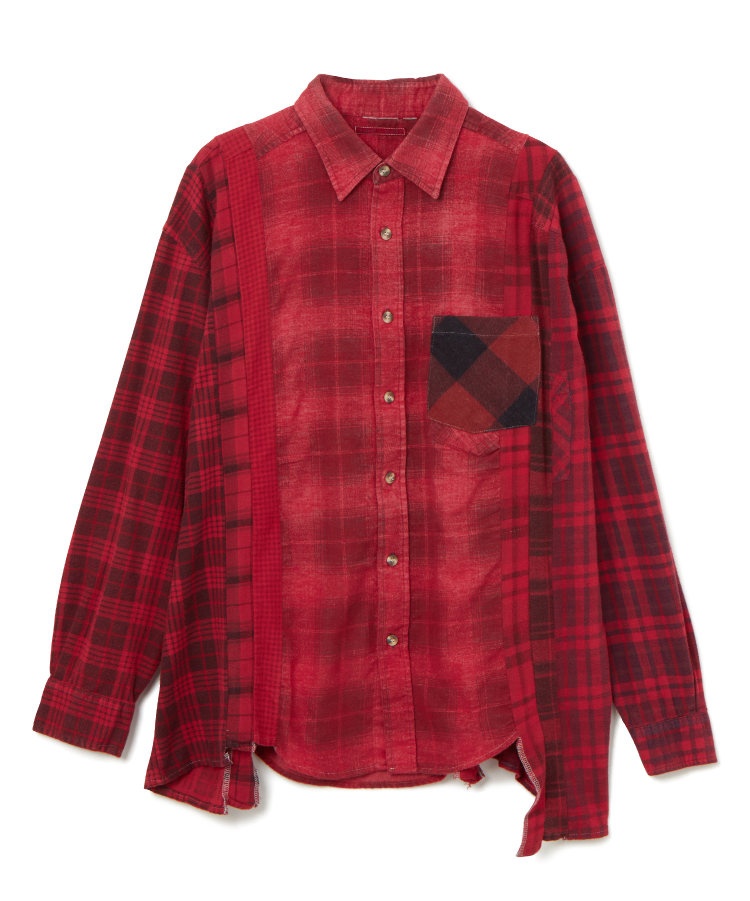 NEEDLES(ニードルズ) Flannel Shirt -> 7 Cuts Wide Shirt / Over Dye ・古着のネルシャツを解体し、7つのパーツに再構築した7 Cuts Shi