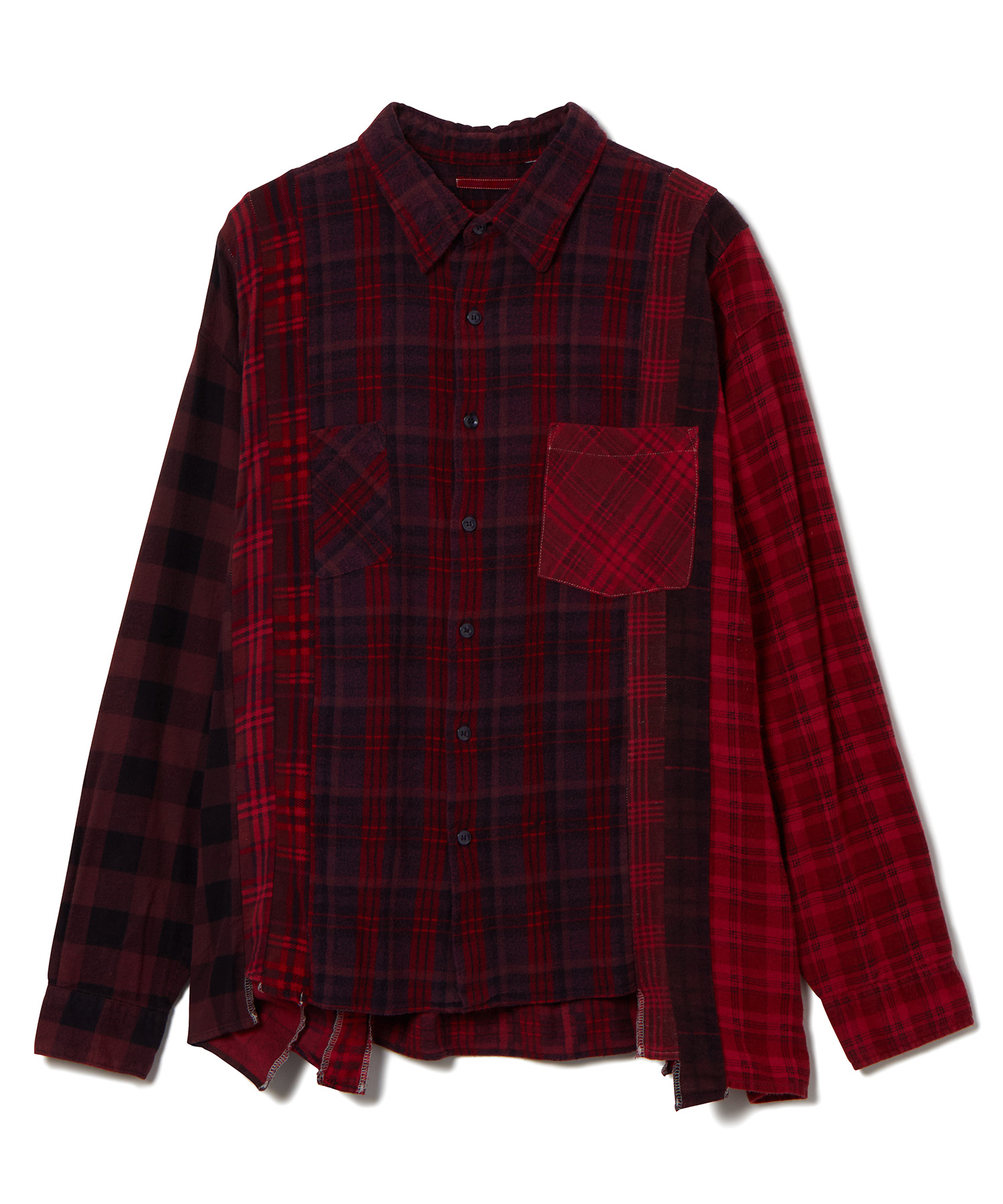 NEEDLES (ニードルズ) Flannel Shirt -> 7 Cuts Wide Shirt / Over Dye RED/60 サイズ:F シャツ・ブラウス メンズ