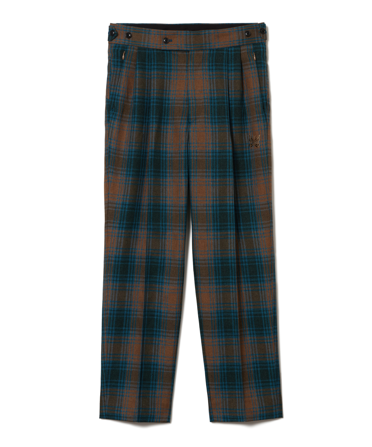 NEEDLES (ニードルズ) W.U. Tucked Side Tab Trouser - Poly Plaid Twill BEIGE/27 サイズ:XS,S,M ロングパンツ メンズ