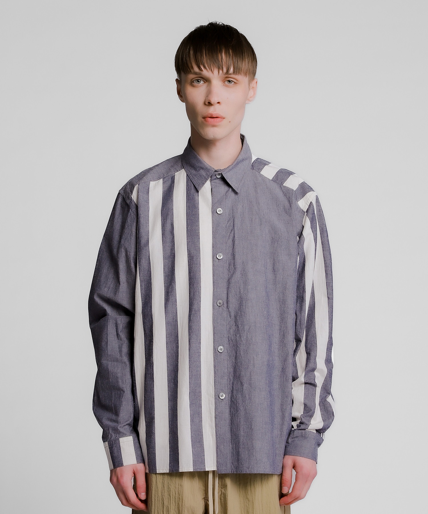 COTTON LINEN STRIPE SHIRT（Seagreen）｜TATRAS CONCEPT STORE